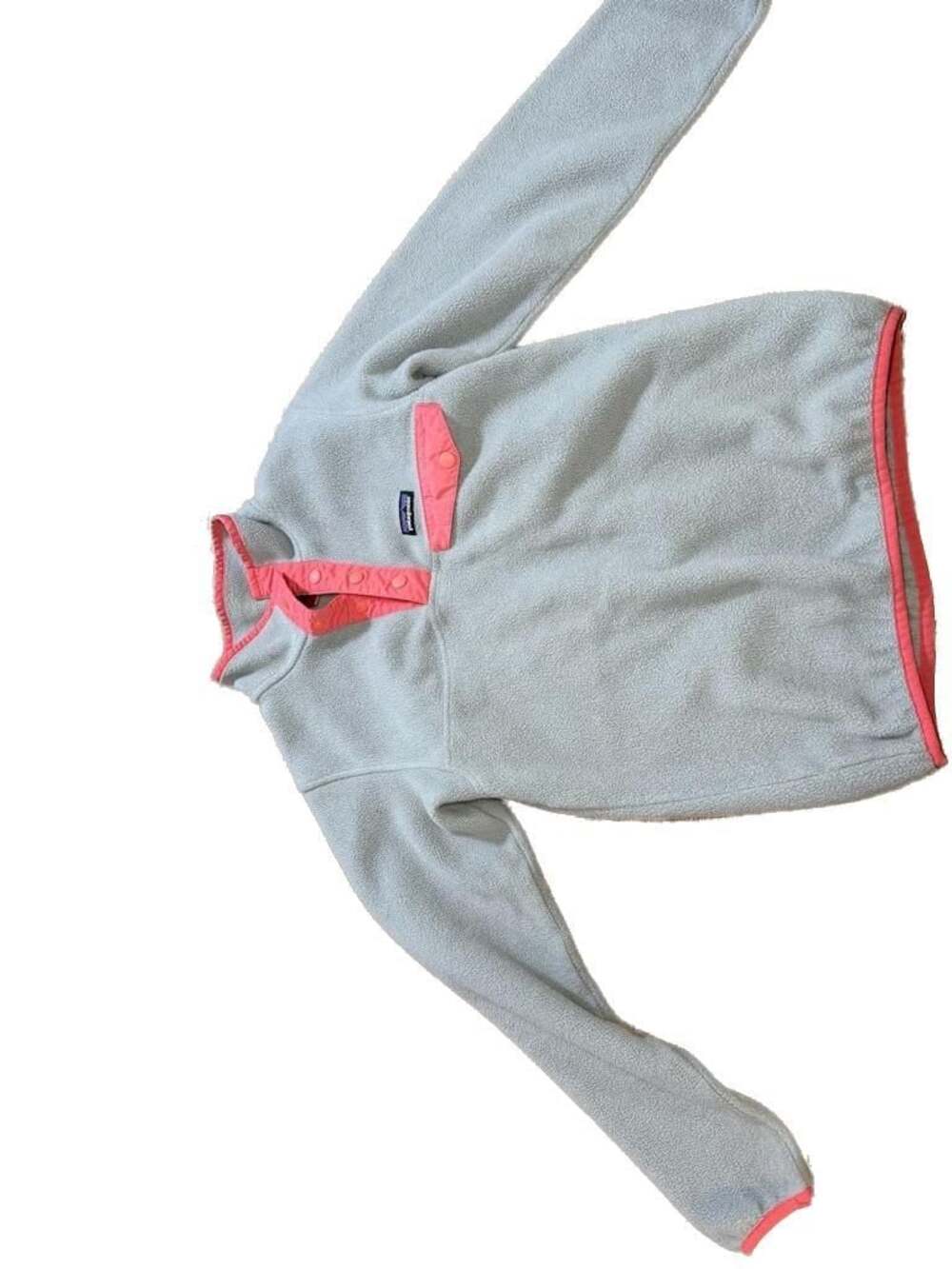 Patagonia Girls' Synchilla Snap-T Fleece Pullover Gray and Pink Size Medium 10